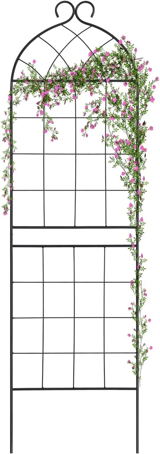 1 Pack Garden Trellis 71" H x 19.7" W for Climbing Plants Support Rustproof Metal Iron Rose Trellis for Vines Flower Cucumbers Plant Stand Black
