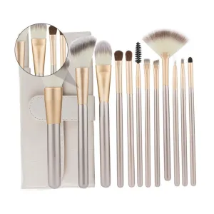 1 Set Rice White Cosmetic Brush Set with Handle Makeup Brushes for Eyebrows Eyelashes and Blending for Daily and Professional Use
