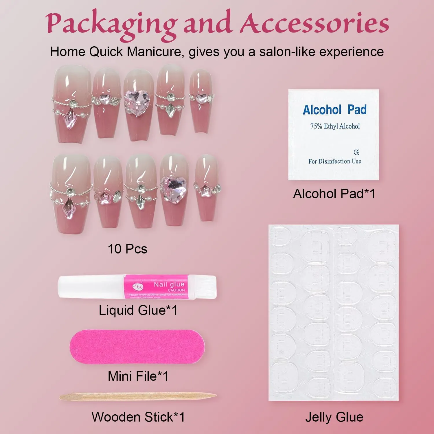 10pcs Handmade Press on Nails,Luxury Handmade Nails, 3D Design Hand-painted Nail Art,Reusable Gel Glue on Fake Nails (TM-9005-M)