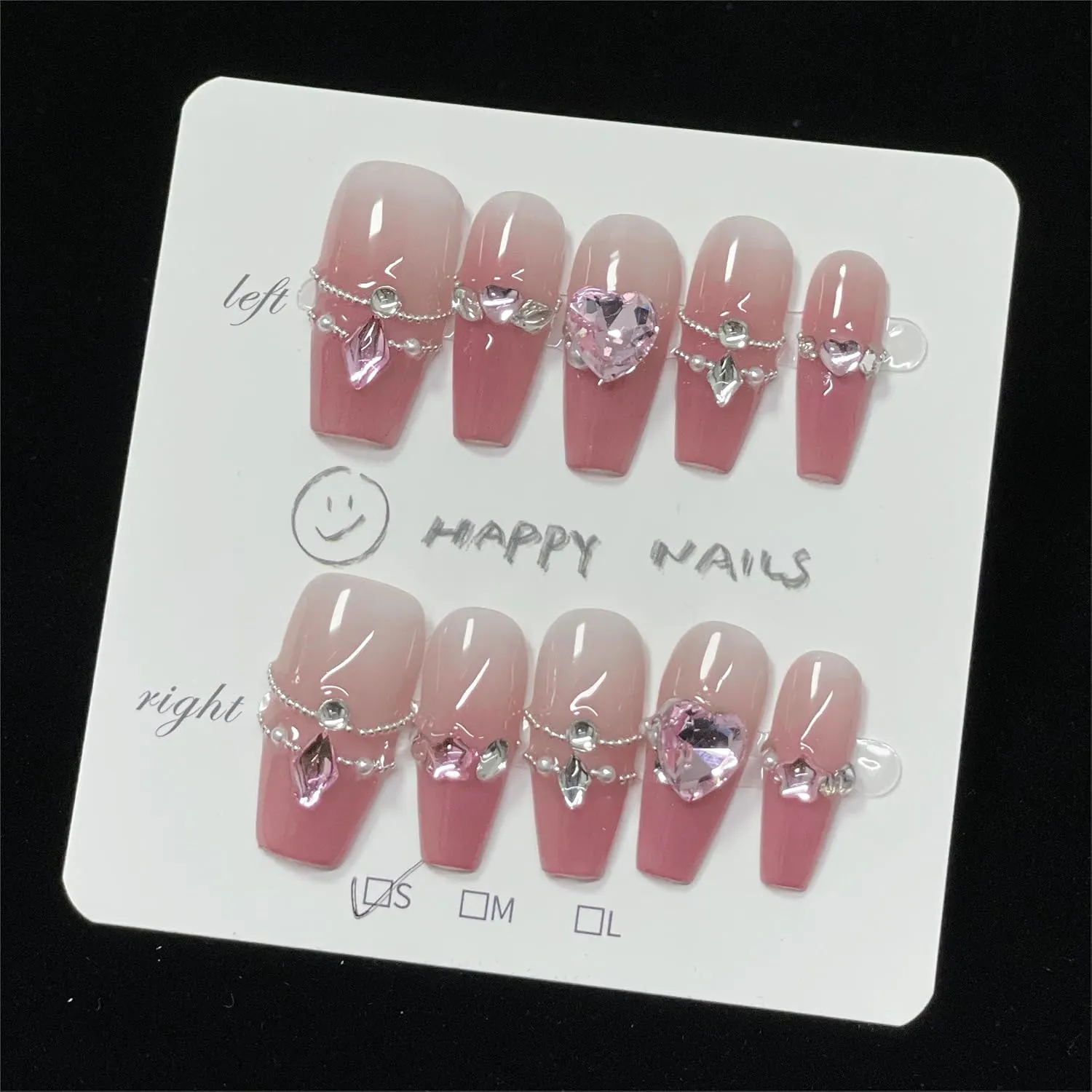 10pcs Handmade Press on Nails,Luxury Handmade Nails, 3D Design Hand-painted Nail Art,Reusable Gel Glue on Fake Nails (TM-9005-M)