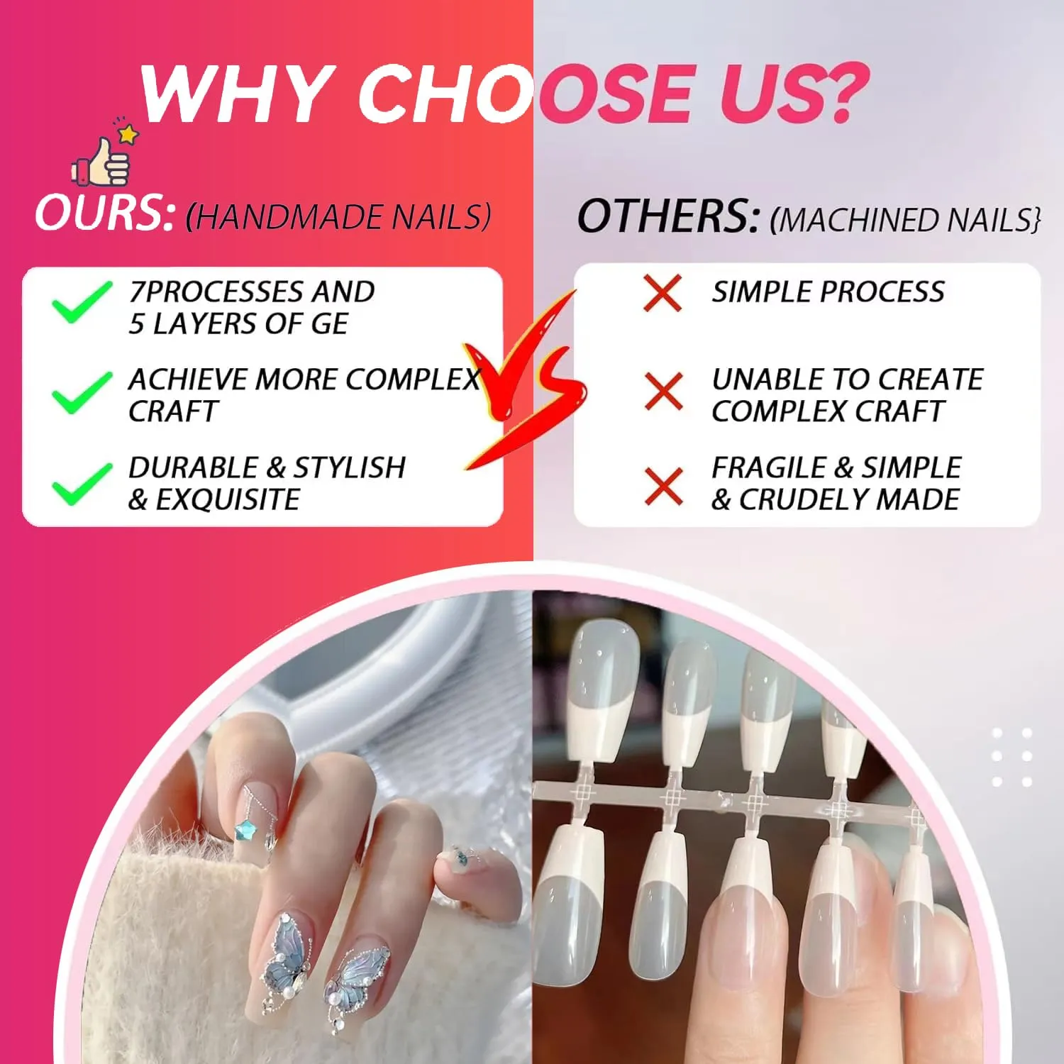 10pcs Handmade Press on Nails,Luxury Handmade Nails, 3D Design Hand-painted Nail Art,Reusable Gel Glue on Fake Nails (TM-9005-M)