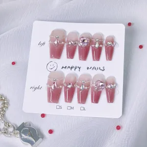 10pcs Handmade Press on Nails,Luxury Handmade Nails, 3D Design Hand-painted Nail Art,Reusable Gel Glue on Fake Nails (TM-9005-M)