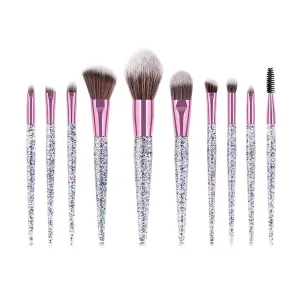 10pcs Makeup Brush Set Glitter Shinny Crystal Foundation Blending Power Face Cosmetic Beauty Make Up Tool
