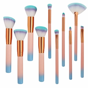 10pcs Makeup Brushes Set Foundation Powder Eye Shadow Blush Blending Contour Lip Fan Make Up Brush Kit Cosmetic Tool Kit