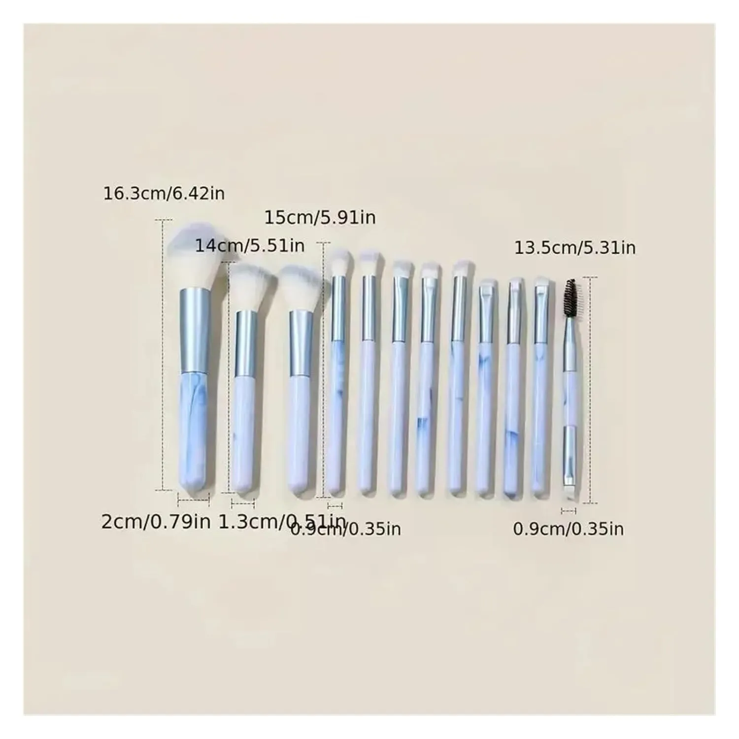12Pcs Blue Makeup Brushes Set, Professional Foundation Powder Blending Blush Concealer Synthetic Fiber Bristles Brush(Apricot)
