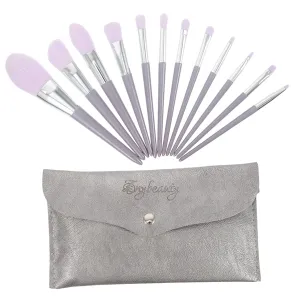 12Pcs Makeup Brush with Storage Case Includes Foundation Loose Powder and Fluffy Blush Brushes for Women for Blending Contouring and Highlighting