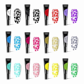 12PCS Nail Art Foil Glue Gel, Nail Stickers Nail Foil Glue for Nails, Nail Stencil Glue Nail Art Foil Transfer Gel UV LED Lamp Required Nail Art DIY Home And Salon Use