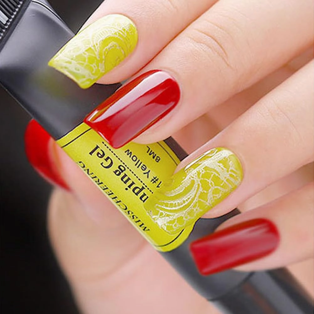 12PCS Nail Art Foil Glue Gel, Nail Stickers Nail Foil Glue for Nails, Nail Stencil Glue Nail Art Foil Transfer Gel UV LED Lamp Required Nail Art DIY Home And Salon Use