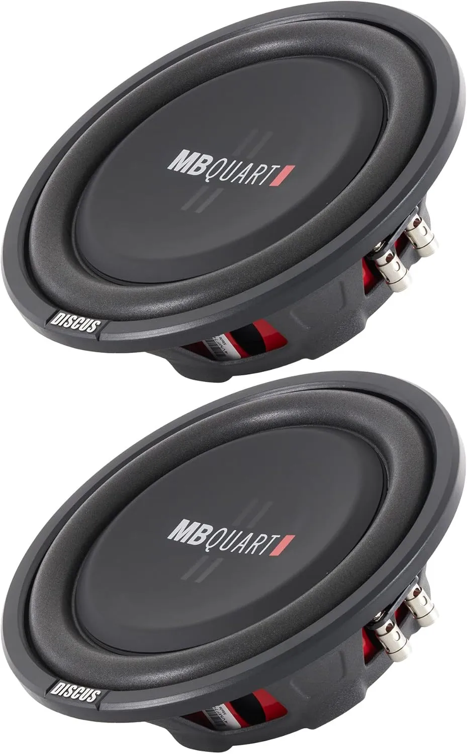 2 MB Quart DS1 254 800 Watt 4 Ohm 10 inches Shallow, Slim, Subwoofers, Car, Truck, DVC, RMS 400 Watts per Subs, Durable Powder Coat