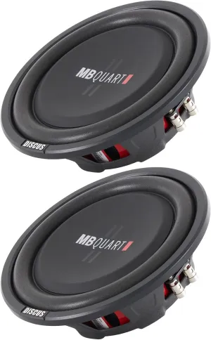 2 MB Quart DS1 254 800 Watt 4 Ohm 10 inches Shallow, Slim, Subwoofers, Car, Truck, DVC, RMS 400 Watts per Subs, Durable Powder Coat