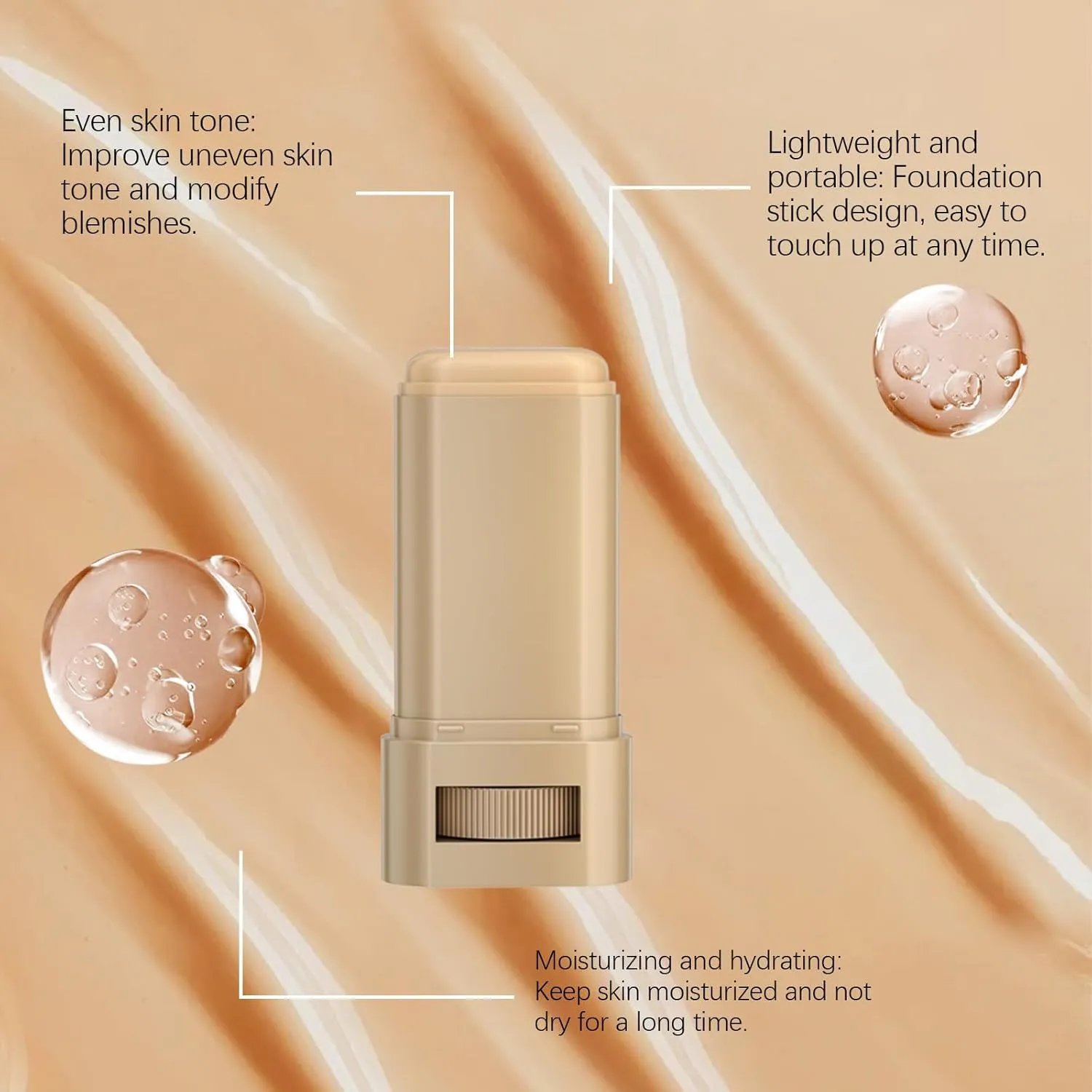 2 Pcs Foundation Stick Beauty Balm Serum Boosted Skin Tint, 2025 New Makeup Tint, Portabl Moisturizing Essence Contour Stick Foundation Beauty Balm (#03)