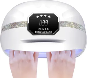 268W UV LED Nail Lamp,Professional Nail Dryer, Gel UV LED Nail Light for 2 Hands,Nail Curing Light with 45 pcs LEDs, 4 Timer Settings Auto Sensor,Gel Nail Art Lamp for Fingernail and Toenail