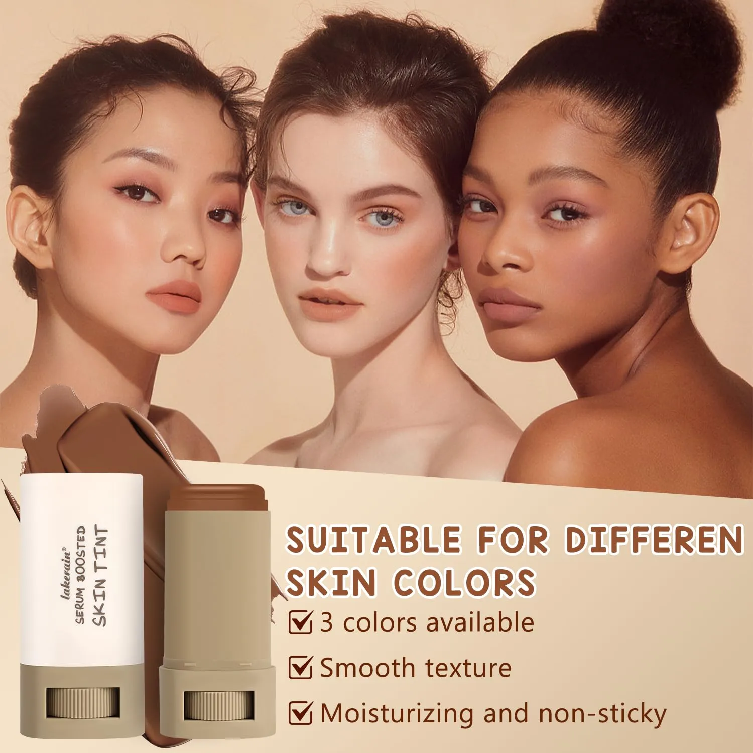 2Pcs Foundation Stick Beauty Balm Serum Boosted Skin Tint, Solid Tinted Moisturizing Serum Contour Stick Foundation Face for Women, Hydrates, Natural Finish Makeup (#1, 1)