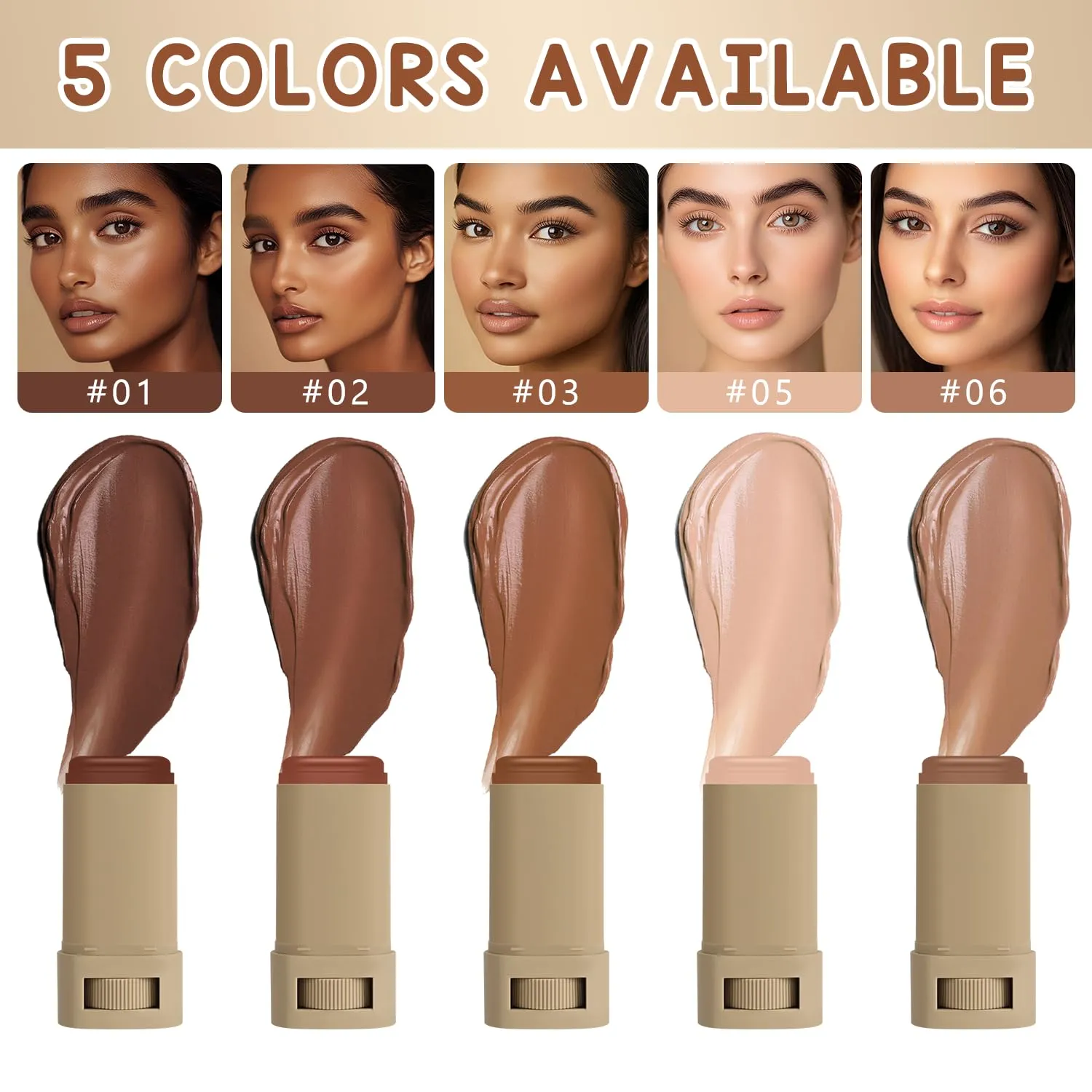 2Pcs Foundation Stick Beauty Balm Serum Boosted Skin Tint, Solid Tinted Moisturizing Serum Contour Stick Foundation Face for Women, Hydrates, Natural Finish Makeup (#1, 1)