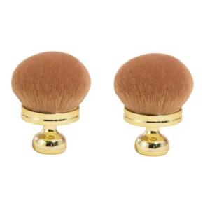 2pcs Portable Blush Brush Fluffy Powder Makeup Brush for Foundation Blending Versatile Faux Design Luxurious Aesthetic for All Skin Types for Makeup