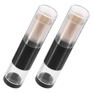 2pcs Push- Bottle Brush for Powder Makeup Foundation Applicator Travel Size Refillable