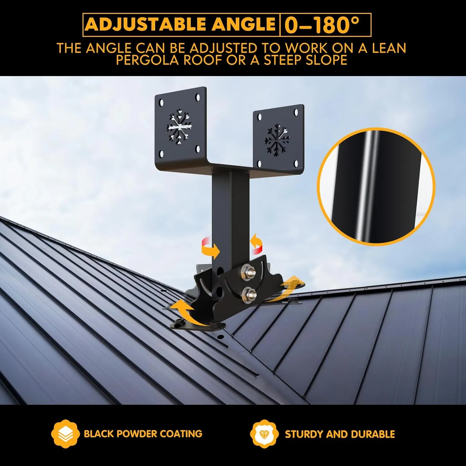 3Pack Heavy Duty Adjustable 5.55" Pergola Roof Riser Beam Brackets Hardware Kit for Patio Cover, Fit 6x6 & 6x8 Wood Beam