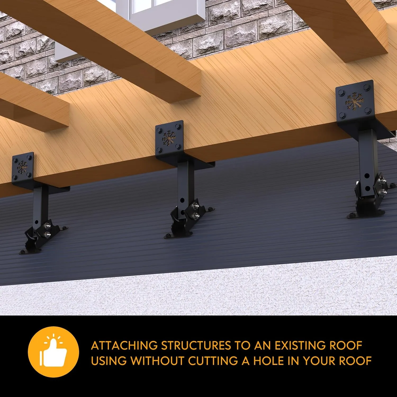3Pack Heavy Duty Adjustable 5.55" Pergola Roof Riser Beam Brackets Hardware Kit for Patio Cover, Fit 6x6 & 6x8 Wood Beam
