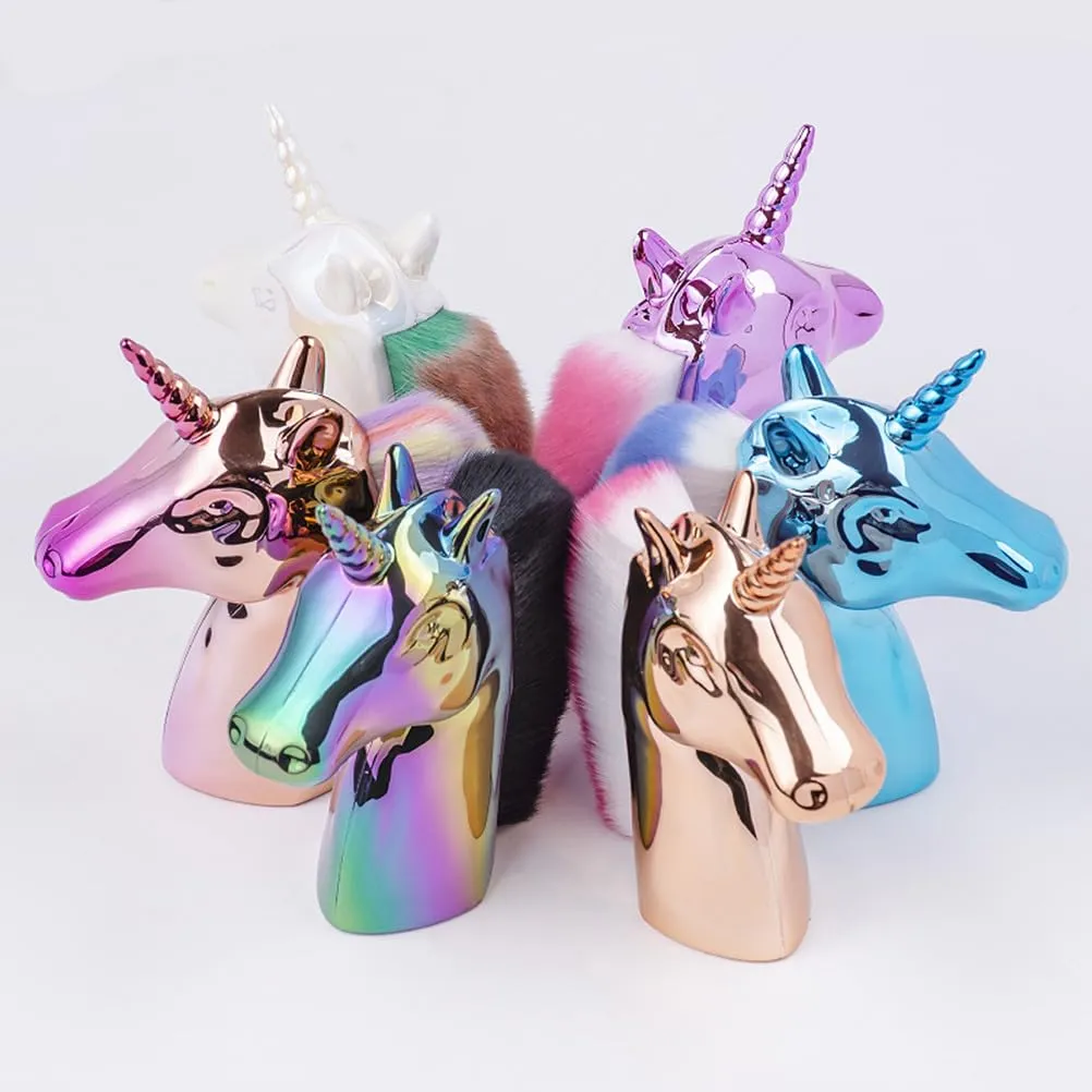 3pcs Nail Dust Brush Fan Makeup Brush Nail Clean Brush Fingernail Brush Striper Brush Nail Art Face Brush Foundation Makeup Unicorn Nail Brush Manicure Powder Brush
