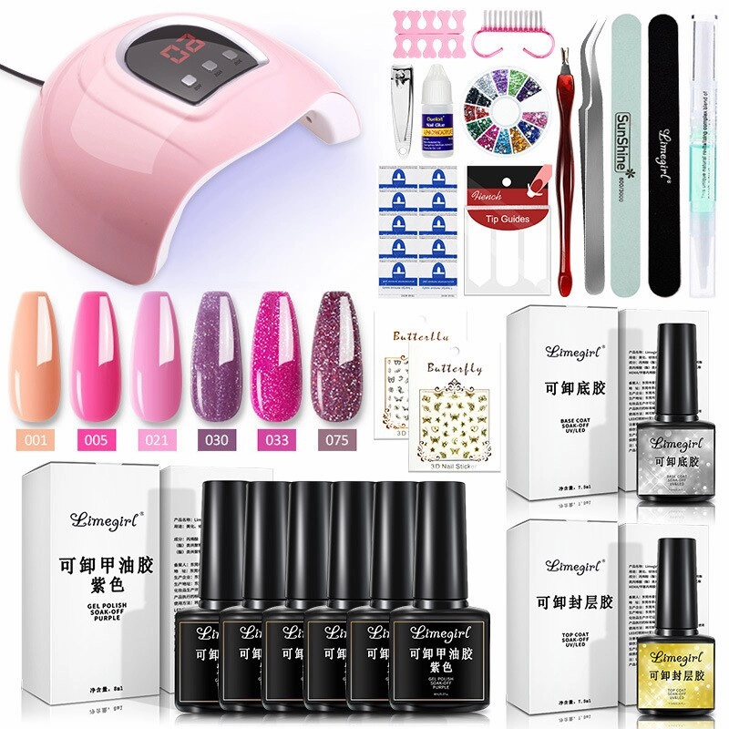 54W LED Light Primer Glossy Matte Finish Gel Nail Polish Kit Gel Nail Polish Kit with UV Light Gel Nail Polish Kit Acrylic Nail