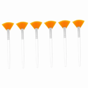 6pcs Facial Fan Applicator Brushes Ergonomic Makeup Tools for Gel Masks Precision Application for Highlighters and Blush Transparent Design for