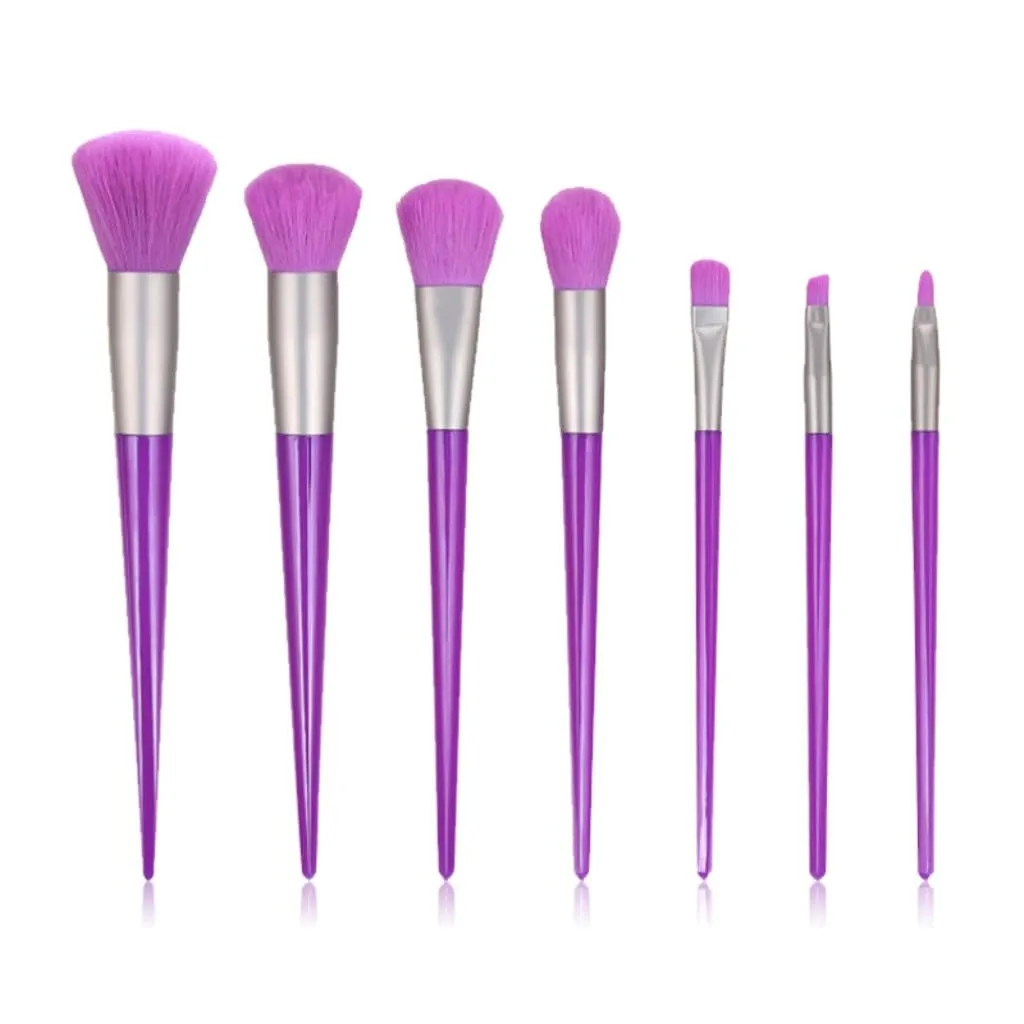 7 Fluorescent Makeup Brushes Set Diamond Powder Eye Shadow Beauty Tools(As shown,white-Dinosaur Doodle4)