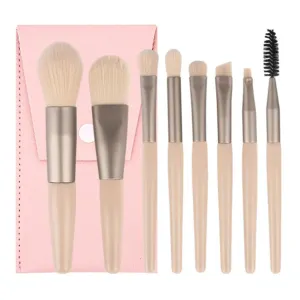 8 mini makeup pcs Convenient travel powder eye shadow brush Multi functional beauty tools(E)