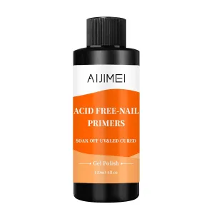 AIJIMEI Nail Primer for Gel Polish Nail Primer for Stronger Nails, Nail Care Compatible with All Polishes Nail Art Enhance Adhesion and Extend Gel Manicure Wear4 Fl Oz