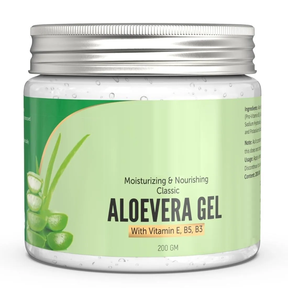 Aloe Vera Gel for face, skin and hair | with Vit B3, E and Pro-Vit B5 | 200 gms