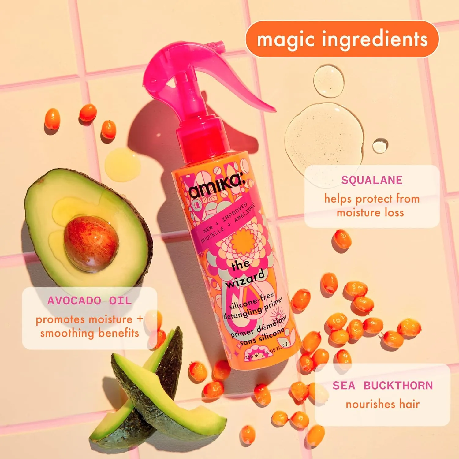 amika the wizard silicone-free detangling primer