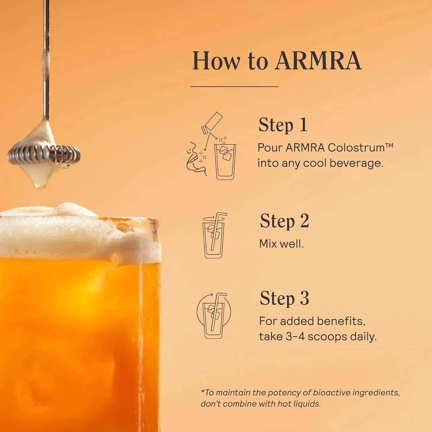 ARMRA Colostrum™ Premium Powder, Grass Fed, Gut Health Bloating Immunity Skin & Hair, Contains 400  Bioactive Nutrients, Potent Bioavailable, Keto, Gluten & Fat Free (Blood Orange | 30 Servings)