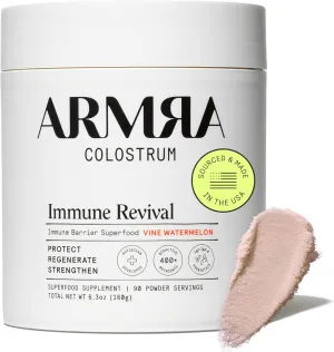 ARMRA Colostrum™ Premium Powder, Grass Fed, Gut Health Bloating Immunity Skin & Hair, Contains 400  Bioactive Nutrients, Potent Bioavailable, Keto, Gluten & Fat Free (Vine Watermelon | 90 Servings)