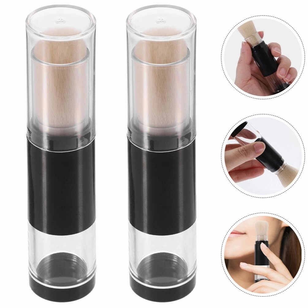Beaupretty 2pcs Retractable Makeup Brush Blush Brush Foundation Blending Brush with Refillable Bottle Jars for Color Highlight Contour Blush Powder Cosmetics