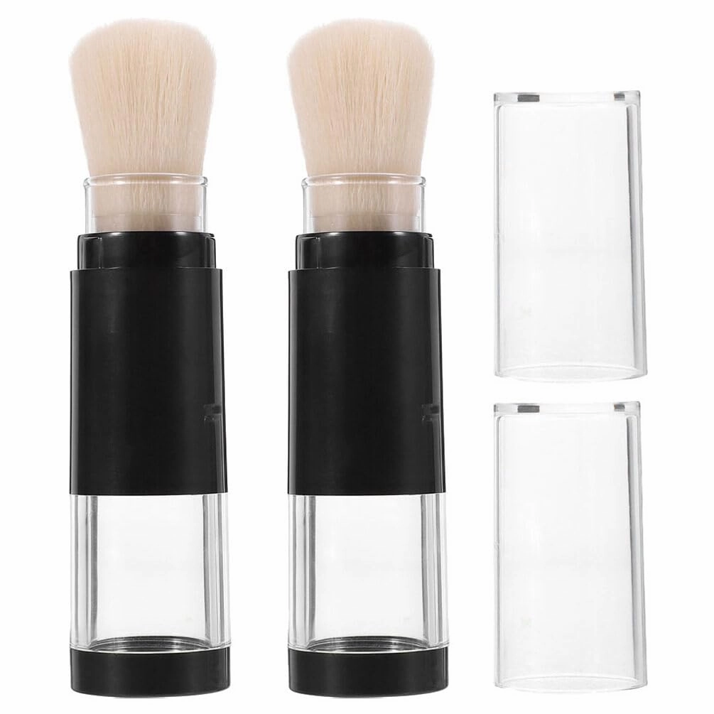 Beaupretty 2pcs Retractable Makeup Brush Blush Brush Foundation Blending Brush with Refillable Bottle Jars for Color Highlight Contour Blush Powder Cosmetics