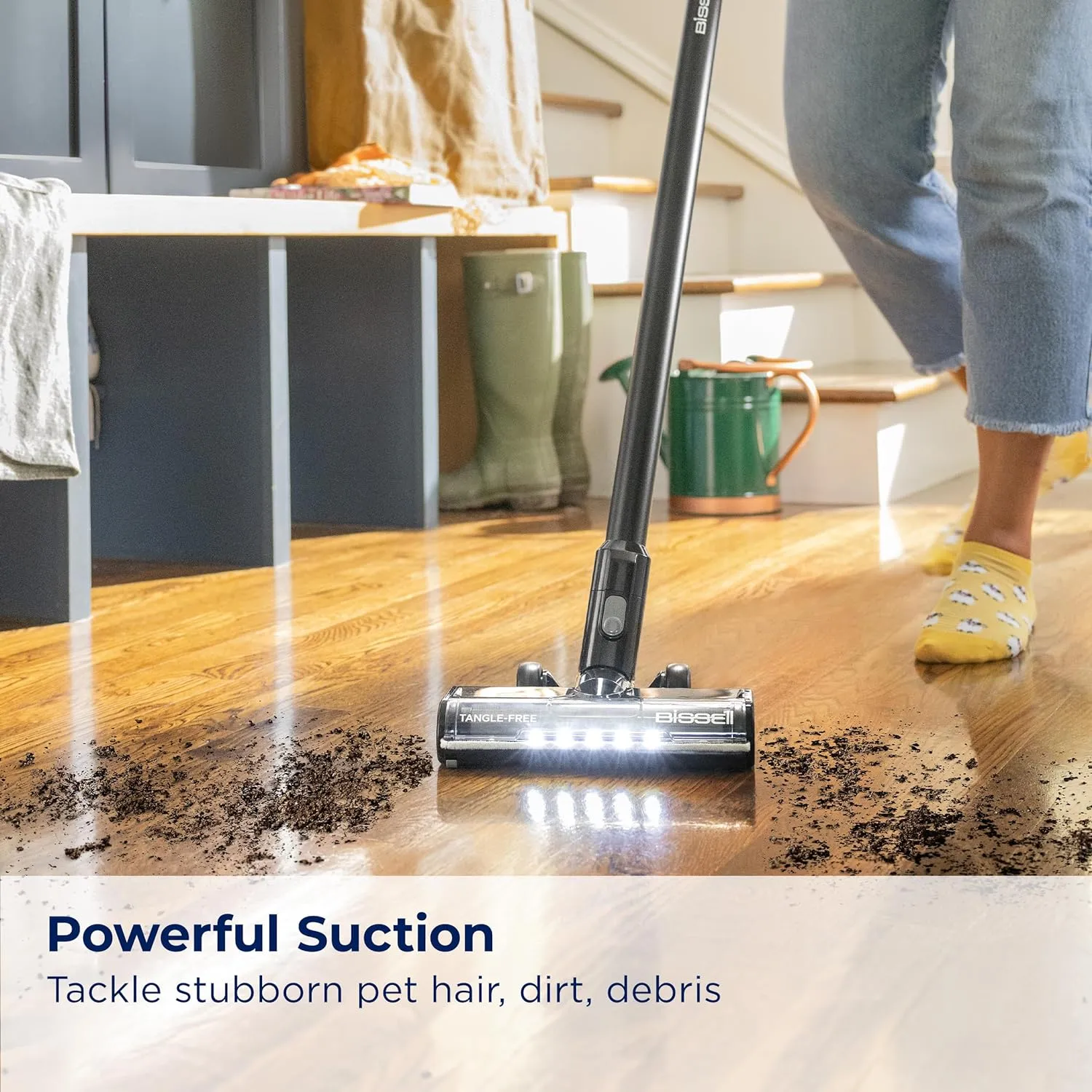 Bissell CleanView XR 200W Lightweight Cordless Vacuum w/Removable Battery, 35-min runtime, Tangle-Free Brush Roll, LED Lights, XL Tank, Dusting & Crevice Tool, Wall Mount, 3789U