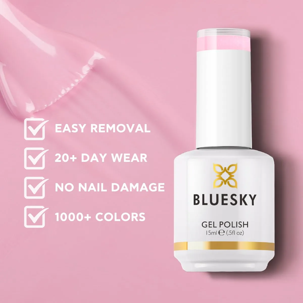 BLUESKY Pink Gel Polish - Pale Pink Almost Lilac Soak Off Gel Polish,Vegan,Long Lasting&Chip Resistant,Nail Art,DIY at home, Nail Lamp Needed,15ml,80562P/BLUSH BUNNY