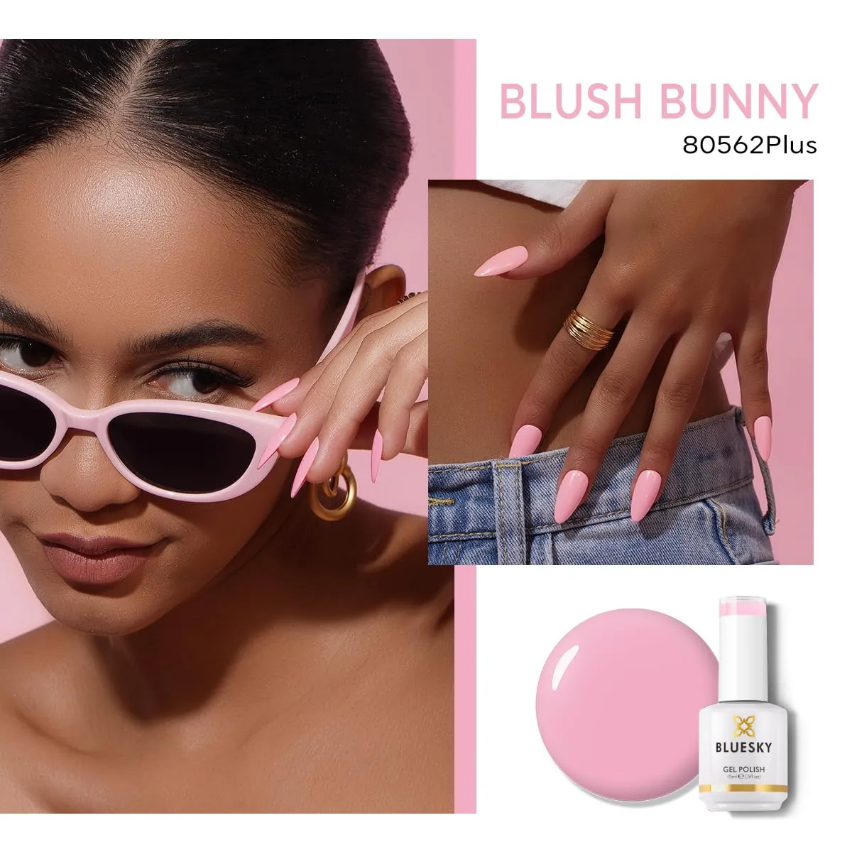 BLUESKY Pink Gel Polish - Pale Pink Almost Lilac Soak Off Gel Polish,Vegan,Long Lasting&Chip Resistant,Nail Art,DIY at home, Nail Lamp Needed,15ml,80562P/BLUSH BUNNY
