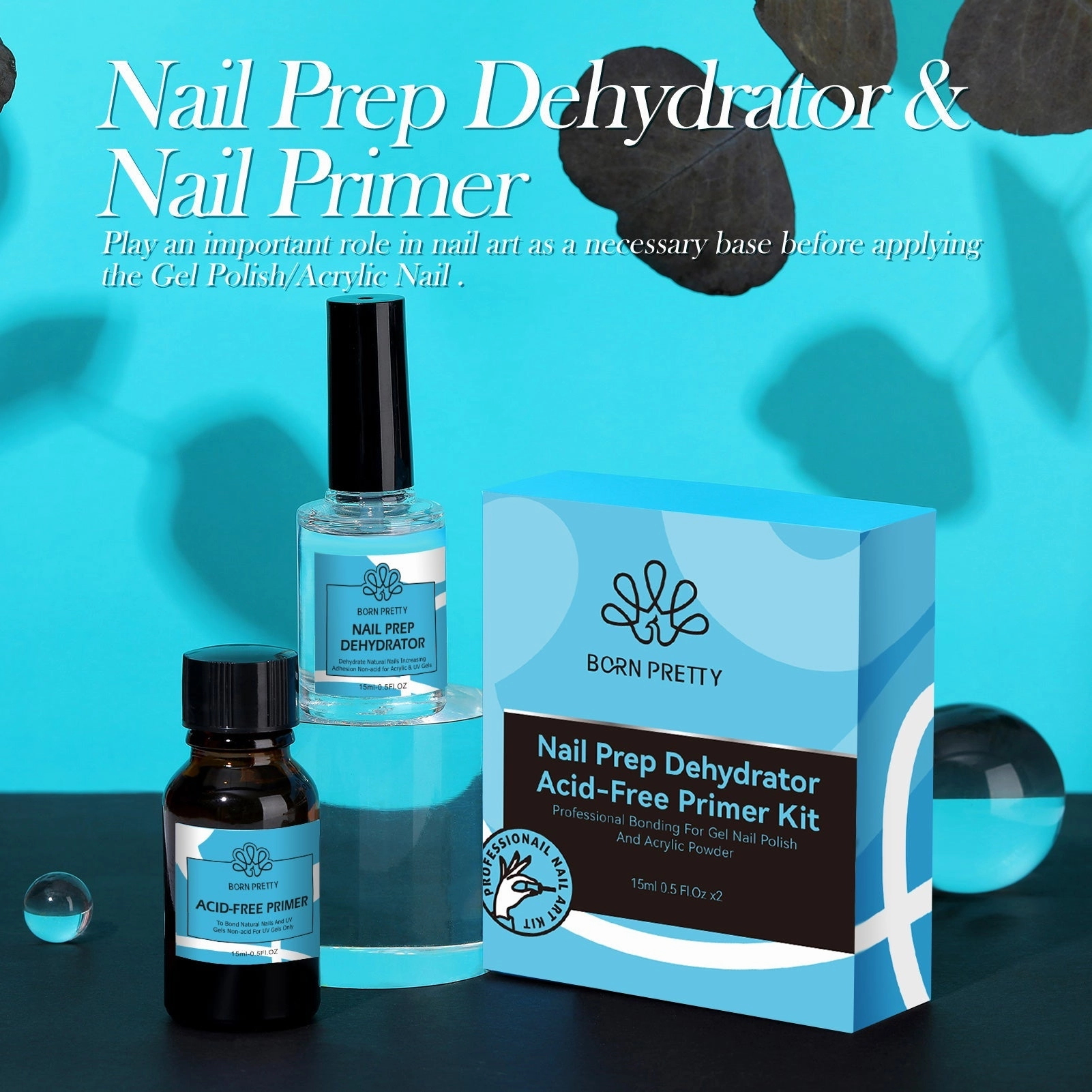 BORN PRETTY 2Pcs Nail Prep Dehydrator Primer Set