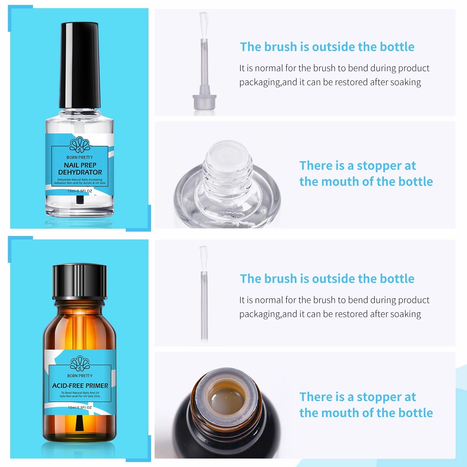 BORN PRETTY 2Pcs Nail Prep Dehydrator Primer Set