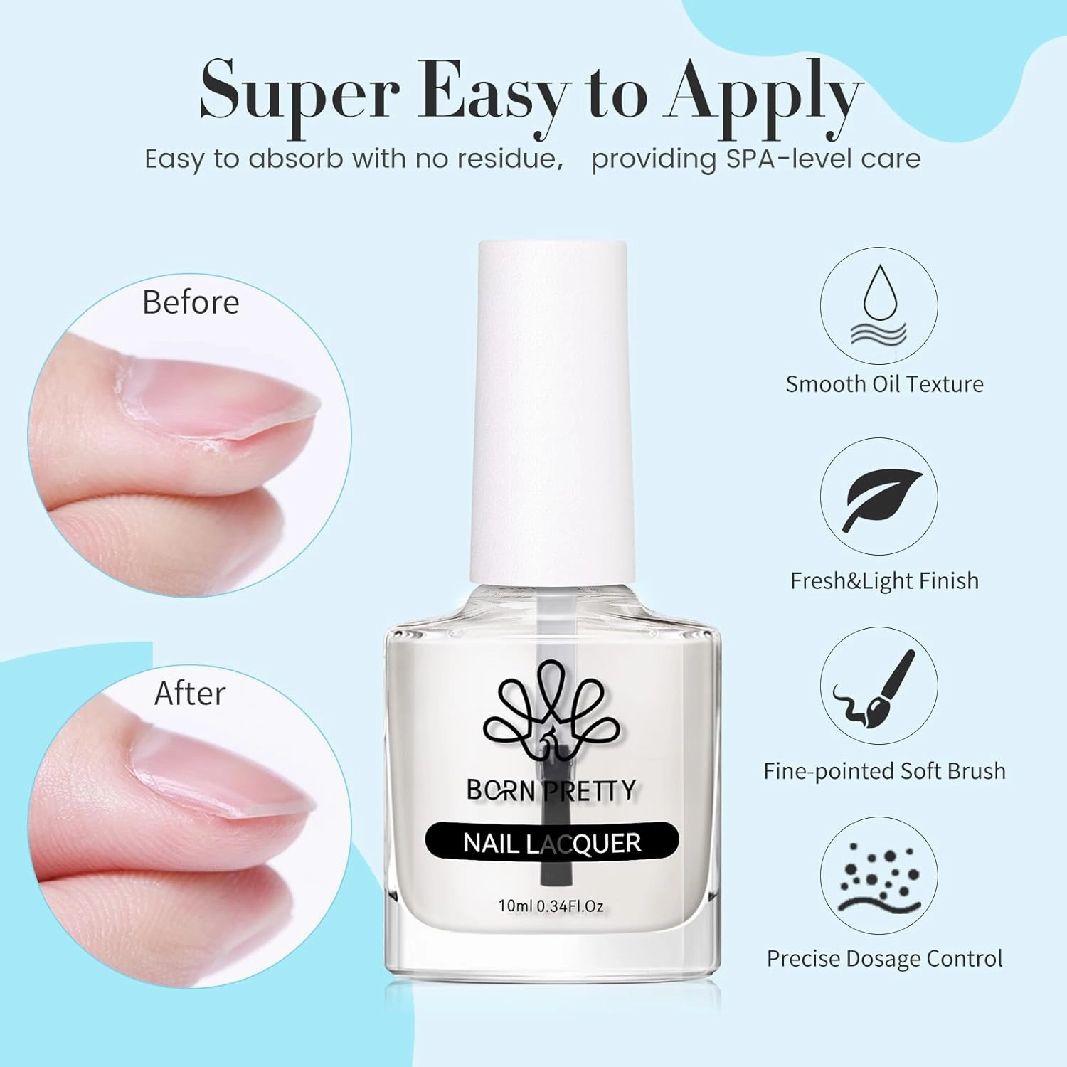 Born Pretty Nail Dehydrator and Primer, Nail Prep Dehydrator Acid Free Nail primer, Cuticle Oil for Nails, Base and Top Gel Coat Nail Supplies Functional Nail Set 5PCS