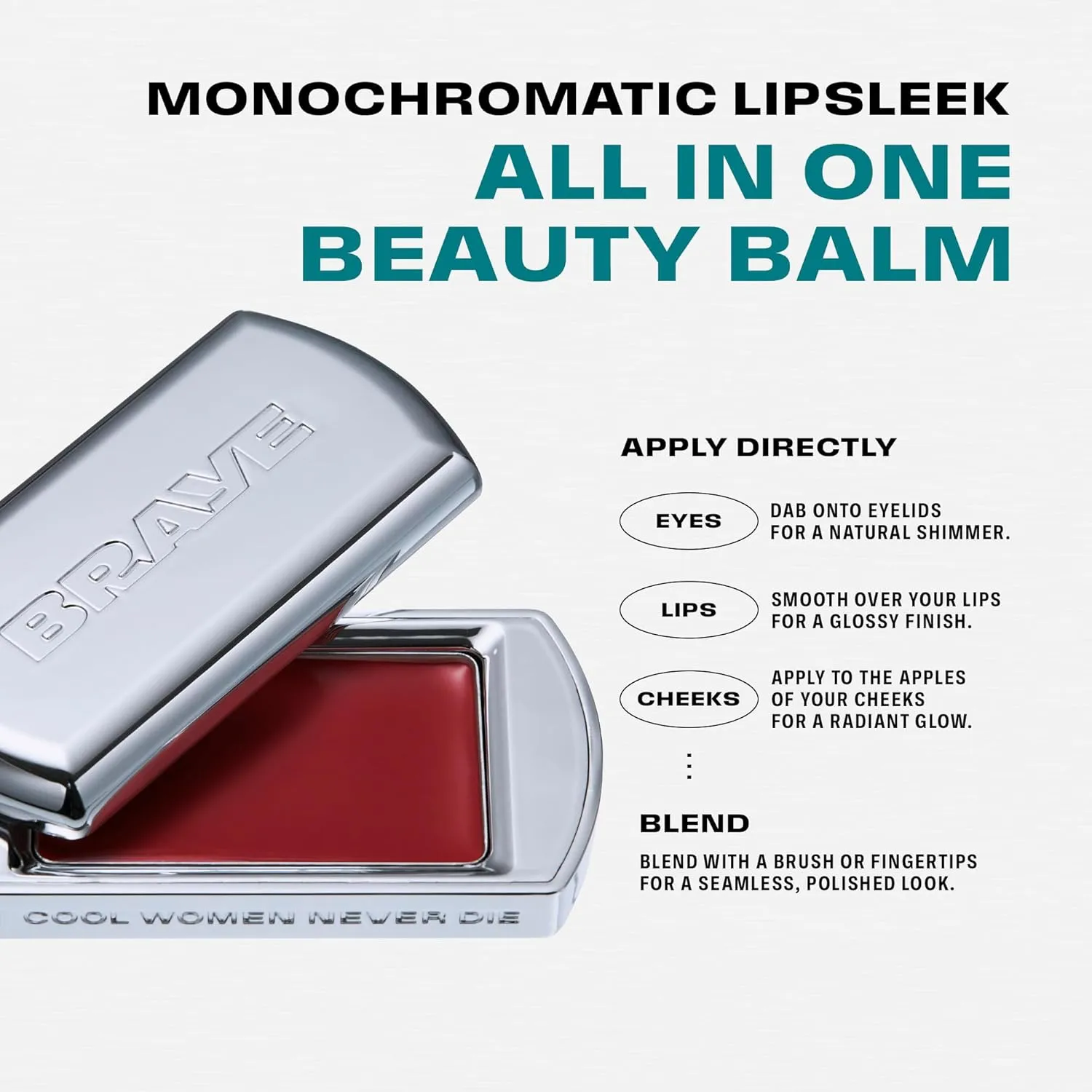 BRAYE LIPSLEEK | Blush for Cheeks & Lips, Korean Makeup Blush, Cool Lip and Cheek Balm, Vegan Cream, Lightweight w/Blendable & Buildable Makeup, Natural Look 07 BOLDNESS 0.08oz