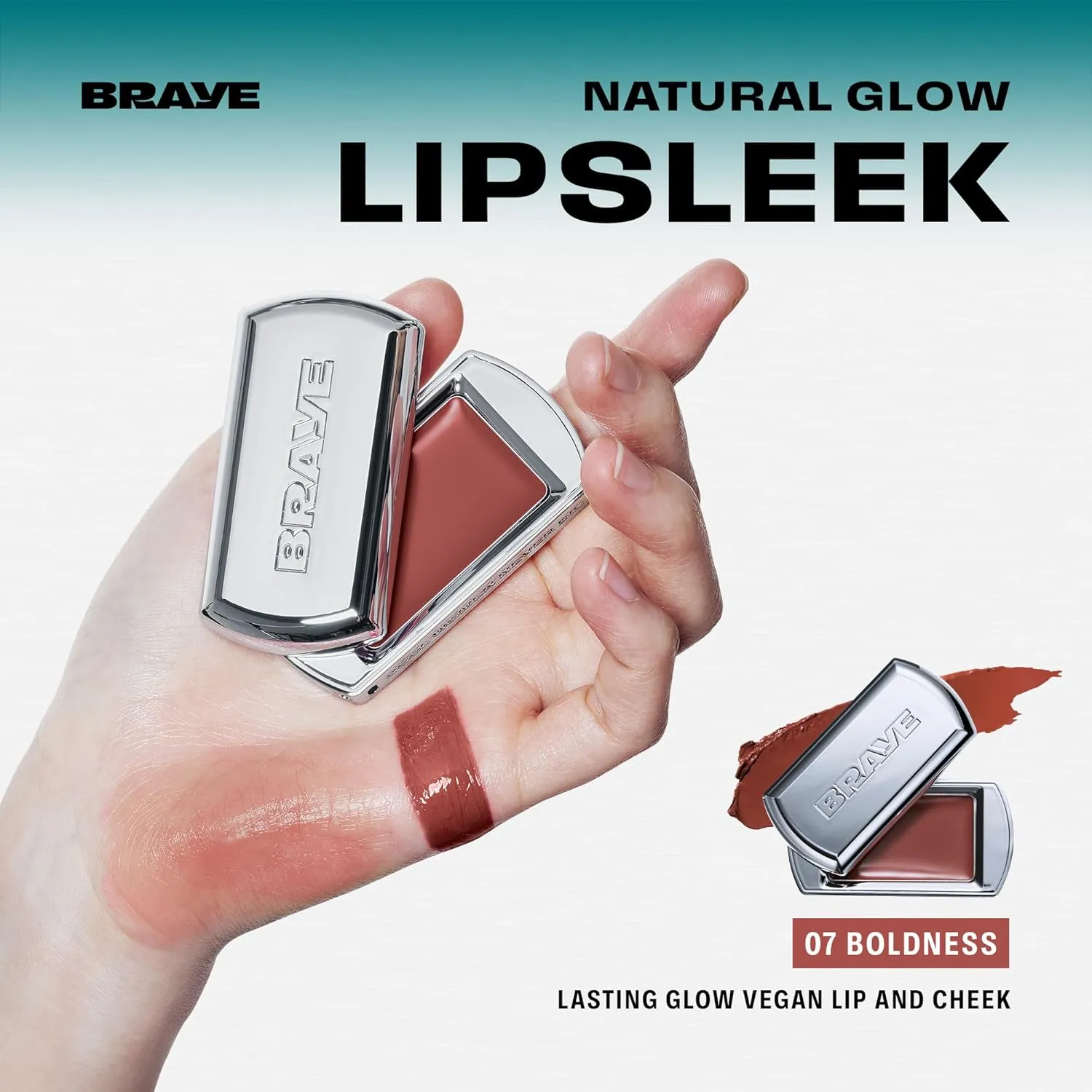 BRAYE LIPSLEEK | Blush for Cheeks & Lips, Korean Makeup Blush, Cool Lip and Cheek Balm, Vegan Cream, Lightweight w/Blendable & Buildable Makeup, Natural Look 07 BOLDNESS 0.08oz