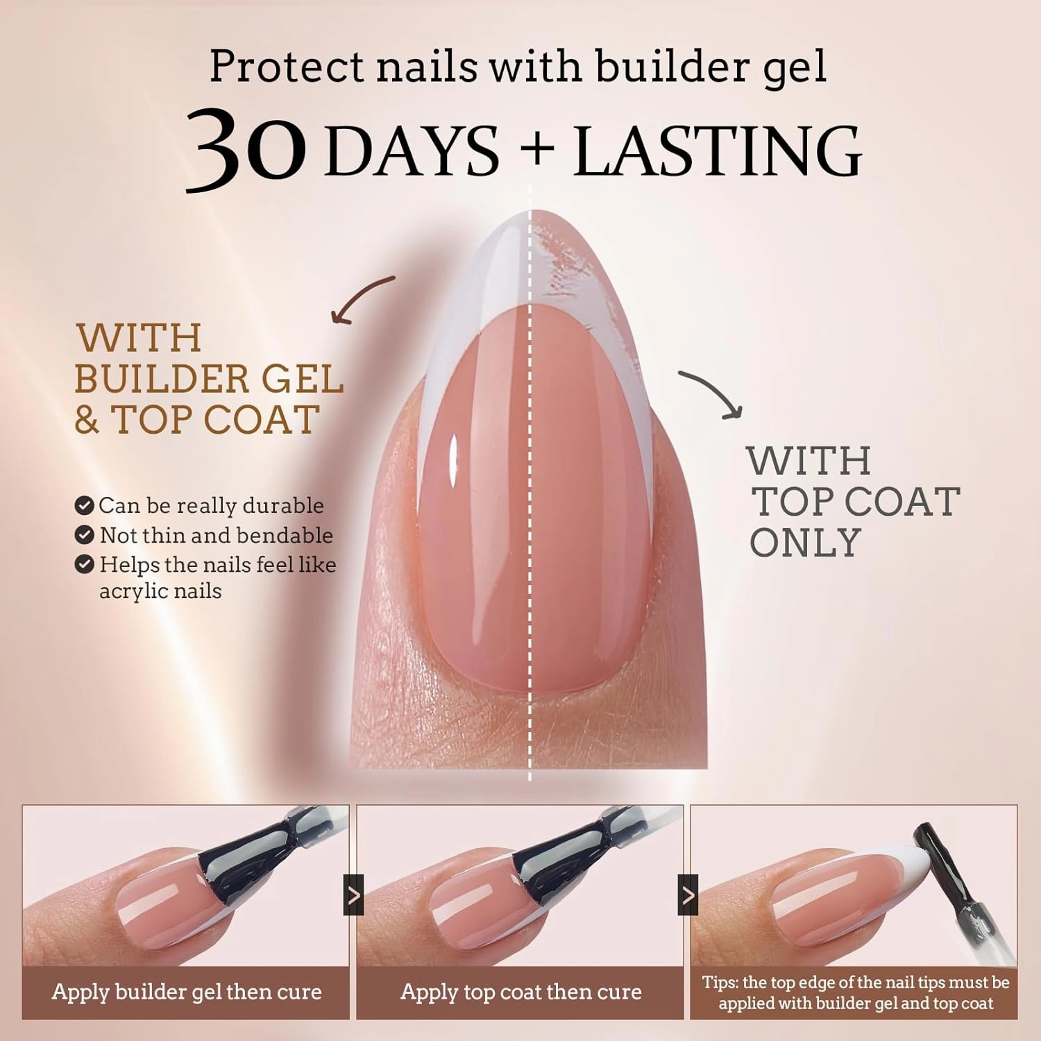 BTArtbox French Tip Press on Nails - 5 Styles XCOATTIPS Short Almond Nails, Pre-Designed Swirl Soft Gel Nail Tips, Ultra Fit False Nail, Soak Off Acrylic Fake Nails Extensions for Easy DIY Nail Art
