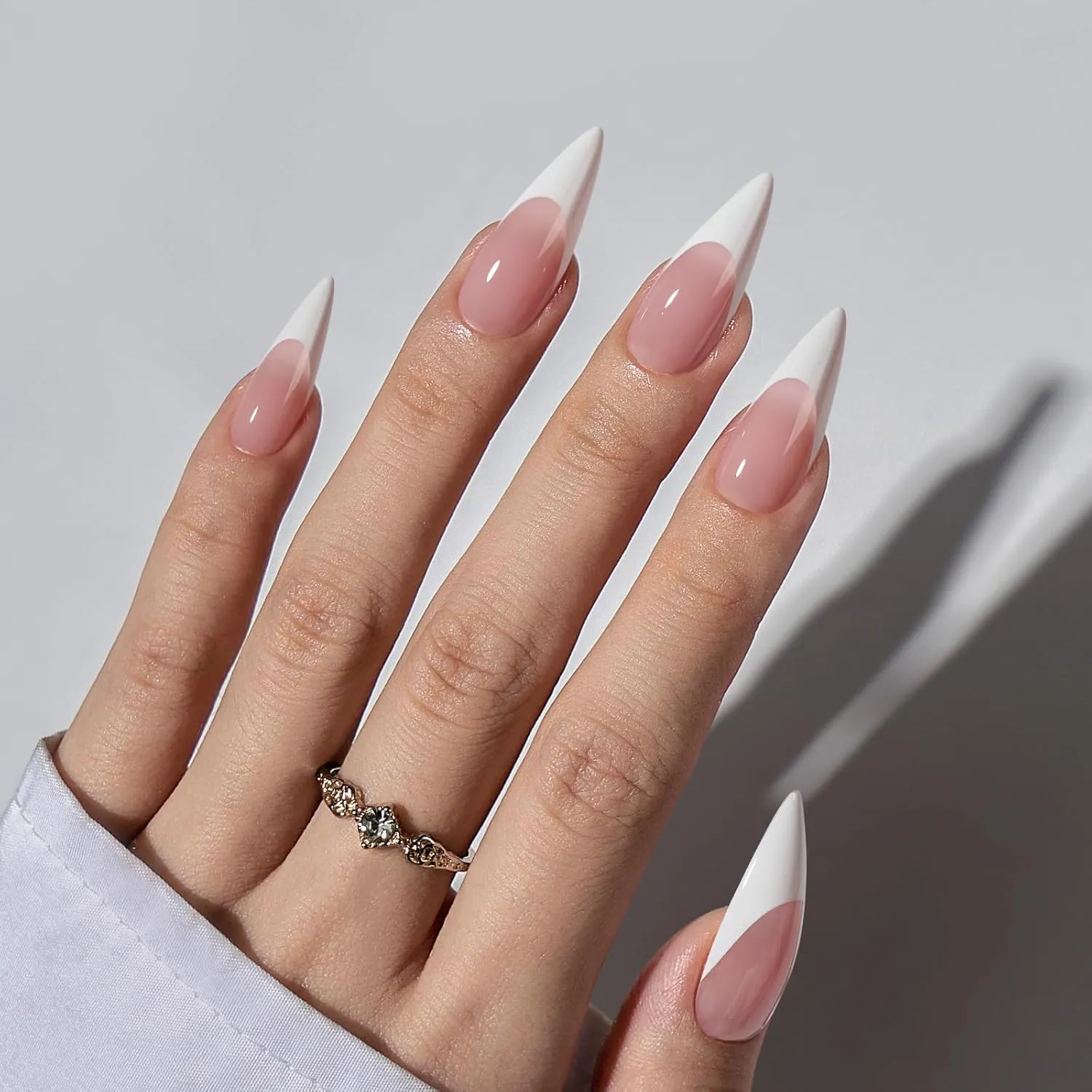 BTArtboxnails French Gel Nail Tips - Long Stiletto Press on Nails Pink XCOATTIPS for Nail Extensions DIY