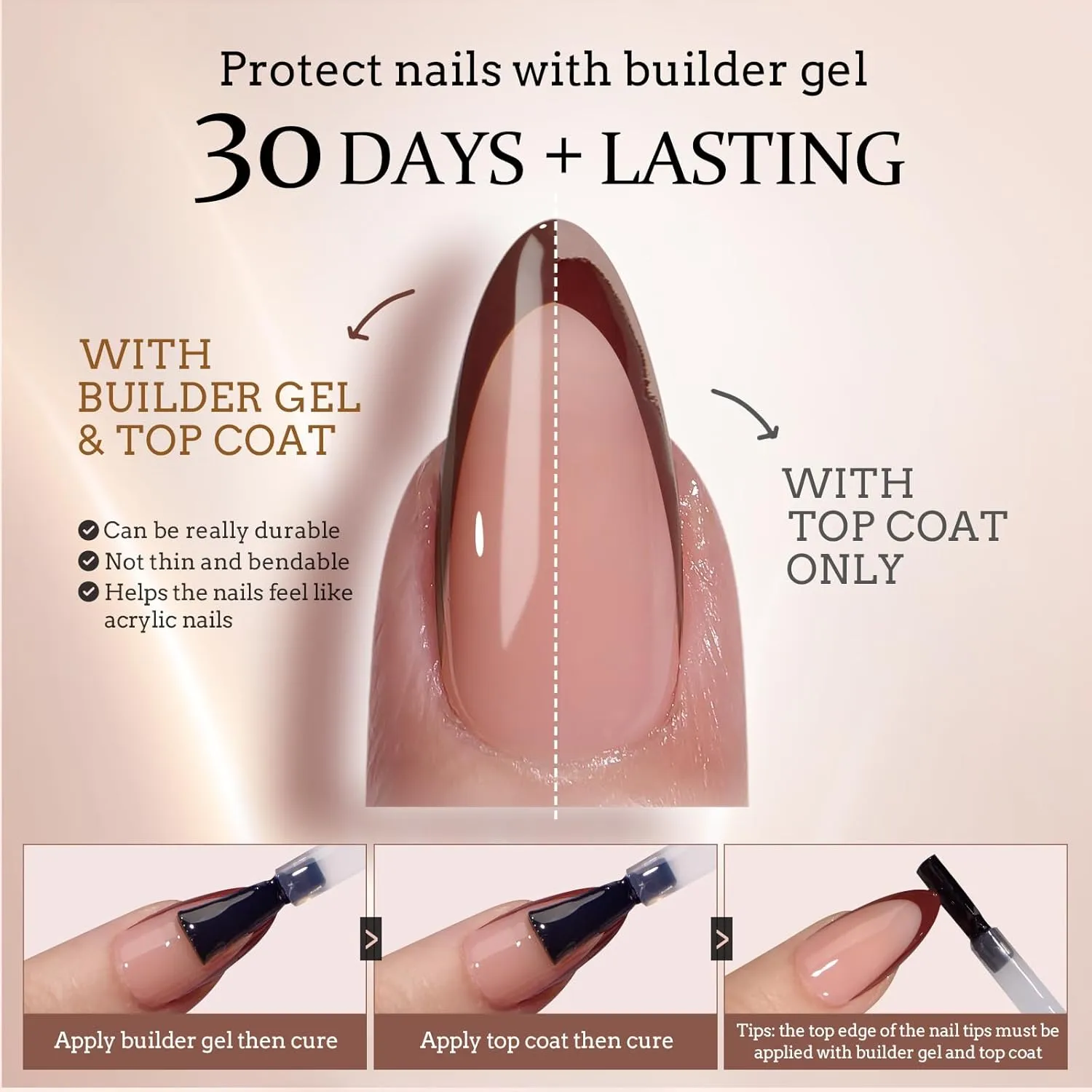 BTArtboxnails XCOATTIPS French Gel Nails - Skin Tones Short Press On Nails Square, Soft Gel Nail Tips with Nail Gel, French Protecting Duo, Nail Lamp, All in One Fake Nail