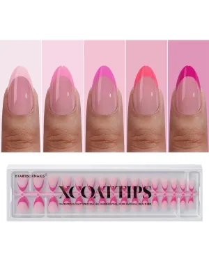 BTArtboxnails XCOATTIPS French Tip Nails Brighter Pastel and Pink Almond Nails