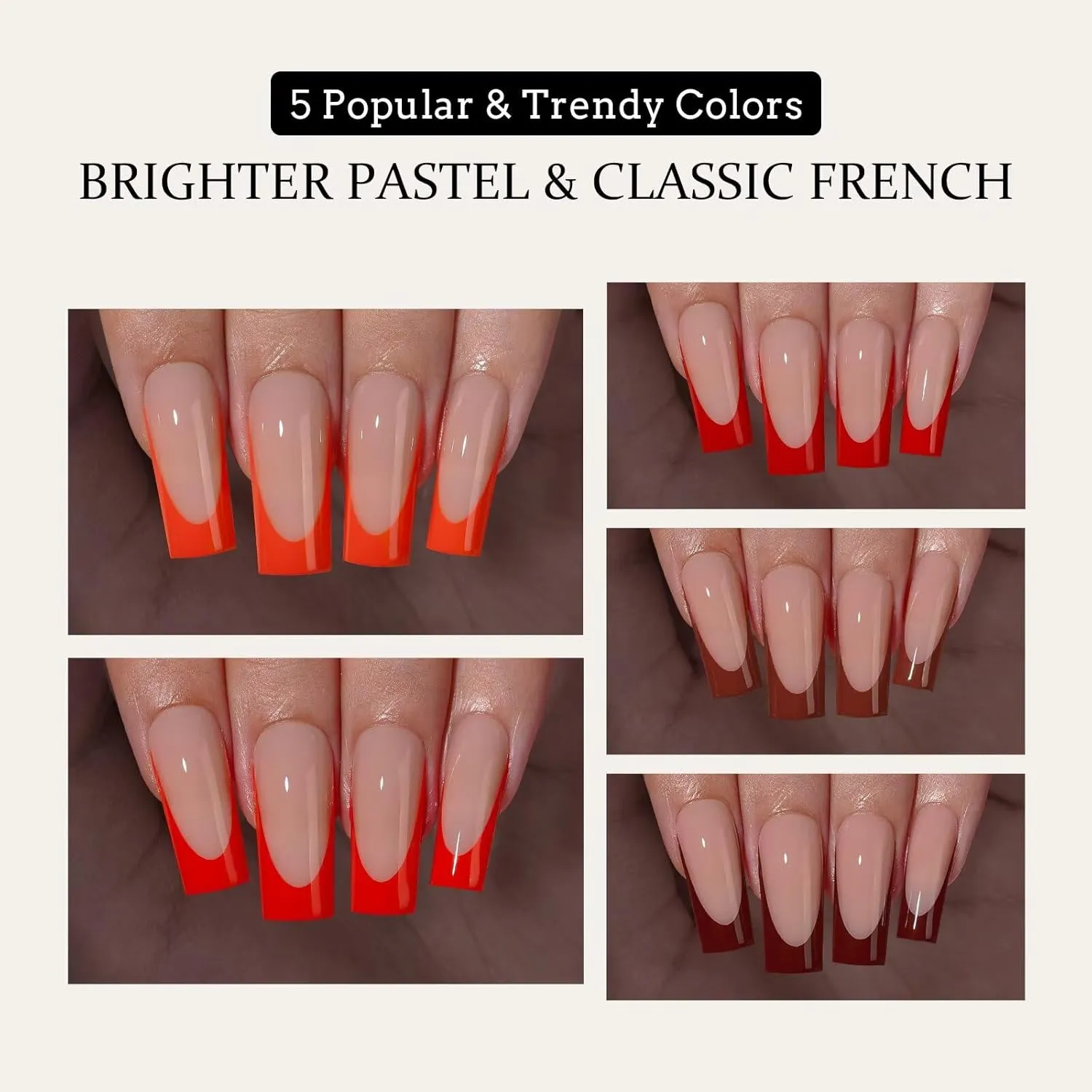 BTArtboxnails XCOATTIPS French Tip Press on Nails - Red French Press On Nails, Long Square Fake Nails, Soak Off Soft Gel Acrylic Nail Extension