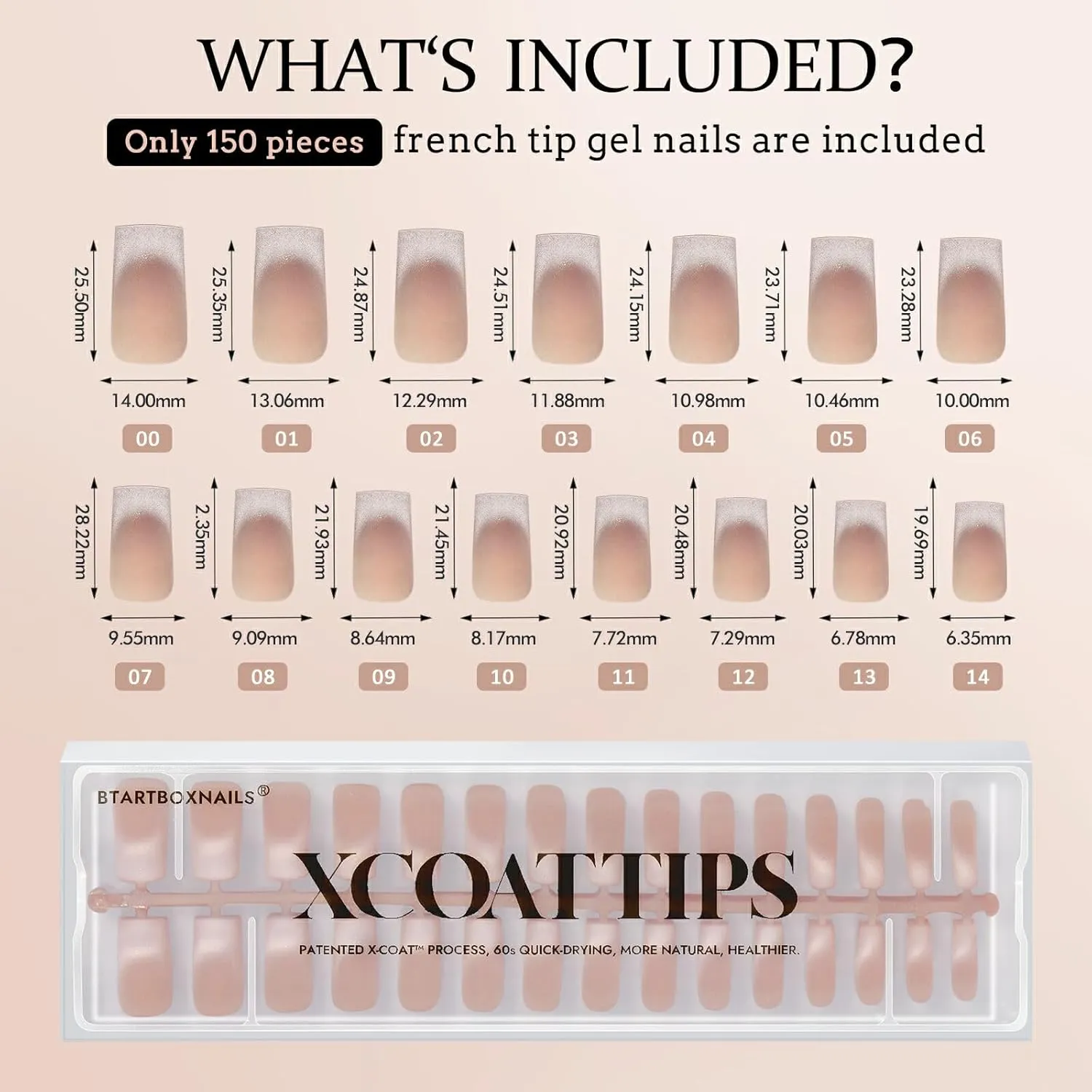 BTArtboxnails XCOATTIPS Press on Nails - Cat Eye Christmas Press on Nails, French Tip Nails Long Square Nail Tips, Soft Gel Nails False Nail, Soak Off Acrylic Fake Nails Extensions