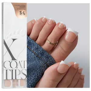 BTArtboxnails XCOATTIPS Toe Nail Tips - Lamp-Curable Real Square Nude Press On Toenails for Women, 150 Soak Off French Tip Toe Nail Extensions in 15 Sizes, Builder Gel & Top Coat Required