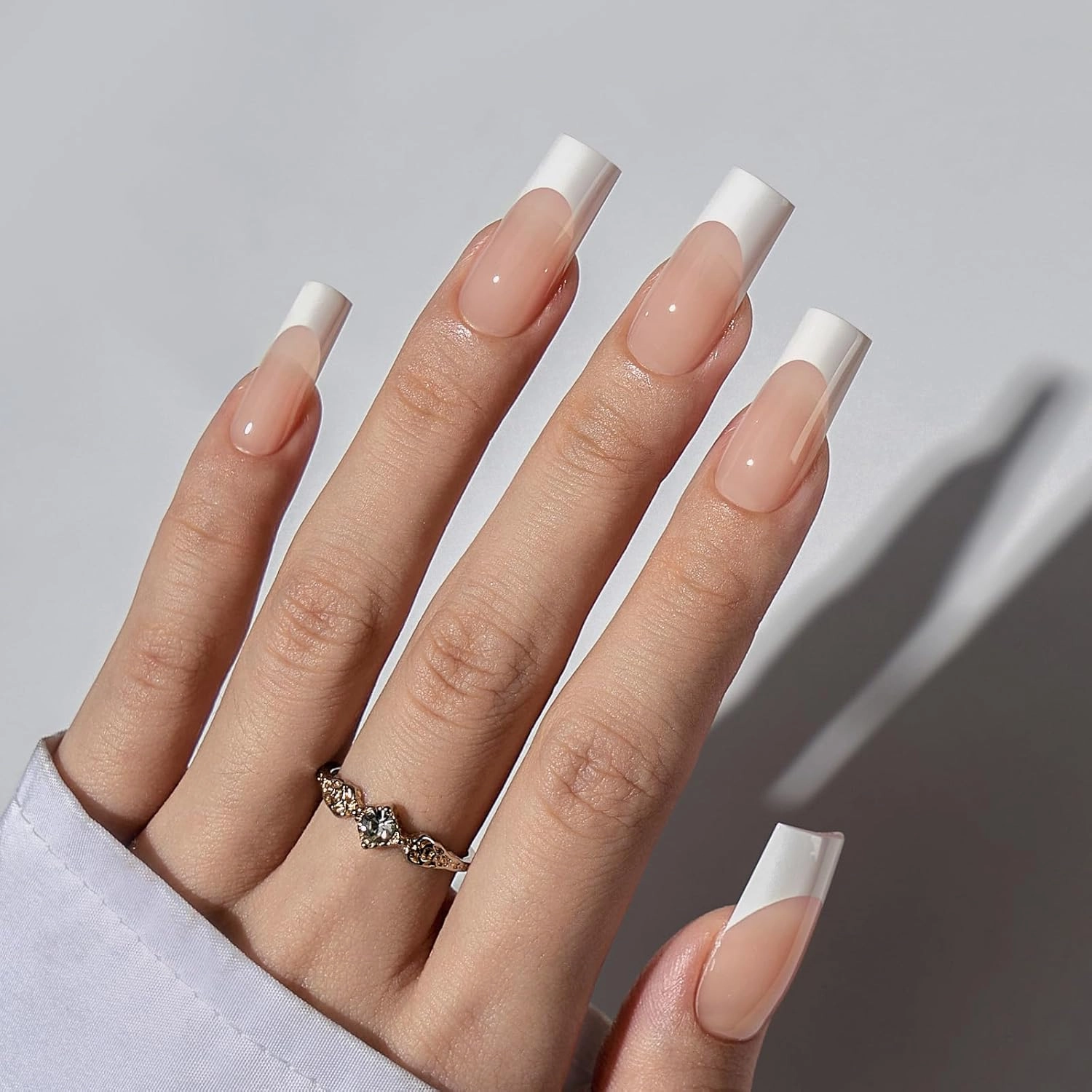 BTArtboxnails Soft Gel Nail Tips and Gel Glue Kit - French Tip Press on Nails Long Square XCOATTIPS Gel Nail Kit, Include Gel Glue, Builder Gel, Top Coat, Nail Lamp Nail Extension